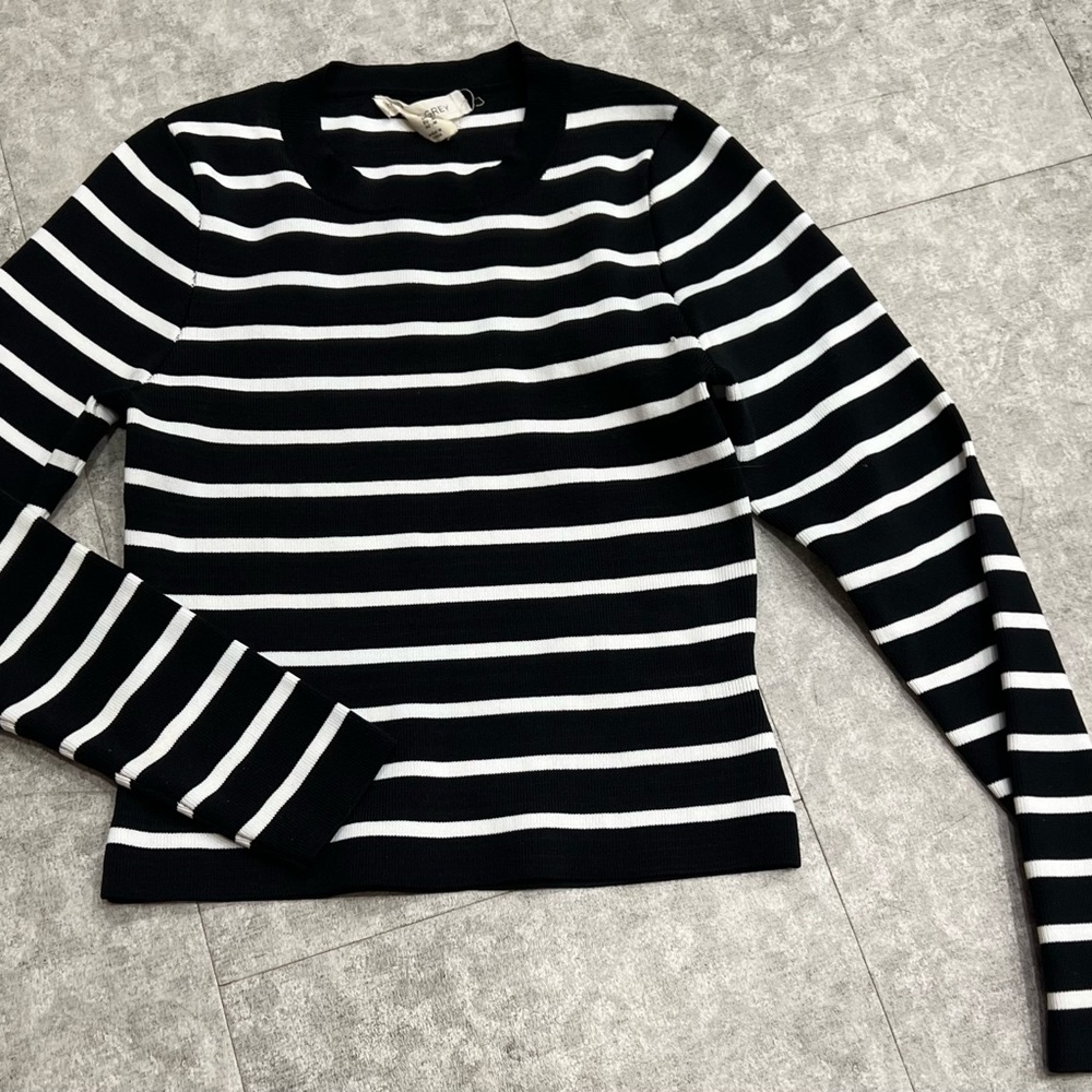 Happily Grey Black Sweater with White Trim